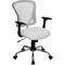 Flash Furniture 40&#x22; White Mesh Elegant Mid-Back Design Swivel Office Chair with Arms